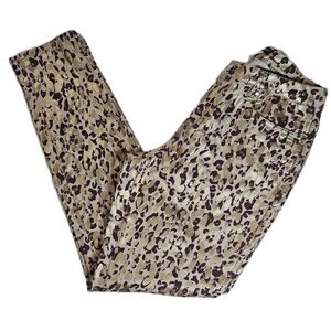 Venus Jeans Womens 14 Metallic Gold Leopard Print Skinny Pants Animal Print Chic